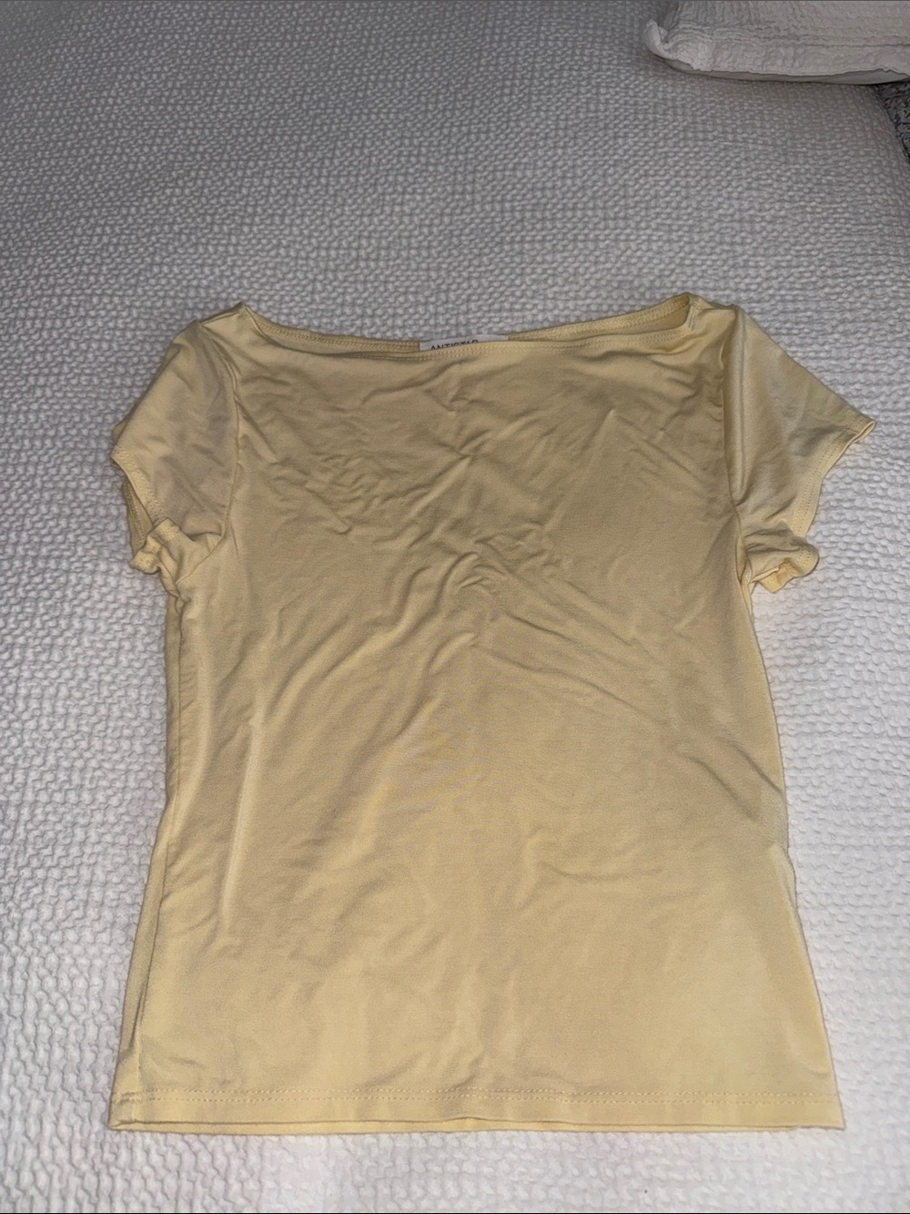 Women’s Pale Yellow Short Sleeve Boatneck Tee